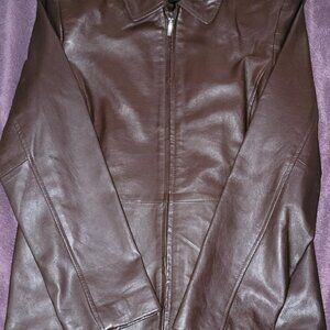 Macy's Style & Co. Brown Classic Genuine Leather Jacket - Like New - Size Medium